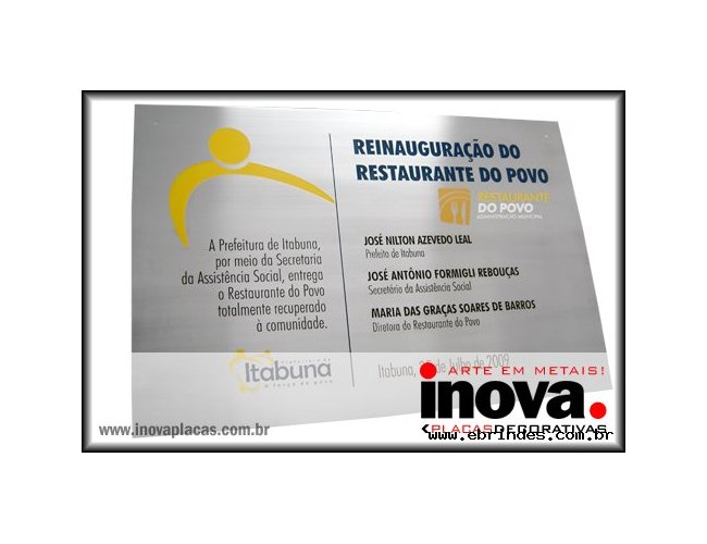 Placa para inaugurao