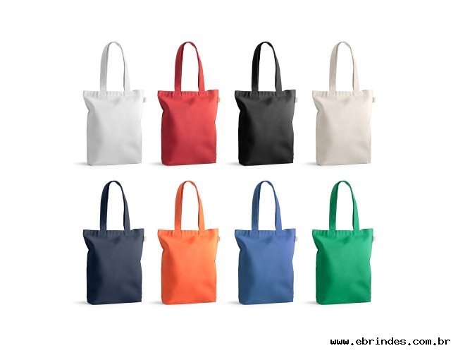 Sacola em 70% algodão reciclado e 30% poliéster reciclado (220g/m²) sem tingimento