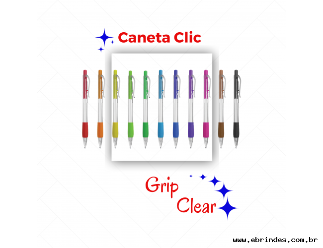Caneta Clic Grip Clear