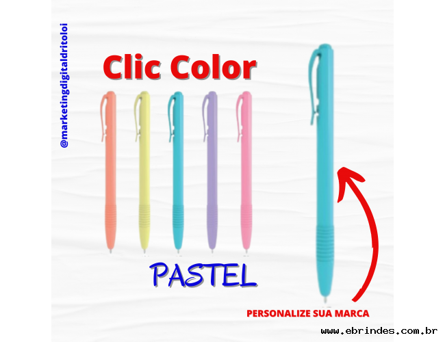 Caneta Clic Color Pastel
